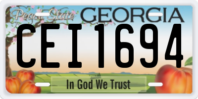 GA license plate CEI1694