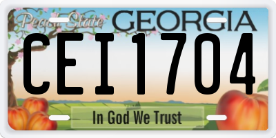 GA license plate CEI1704