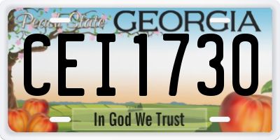 GA license plate CEI1730