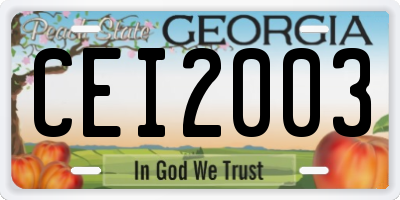 GA license plate CEI2003