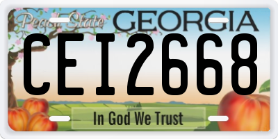 GA license plate CEI2668
