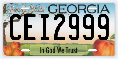 GA license plate CEI2999