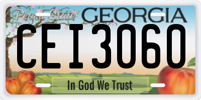 GA license plate CEI3060