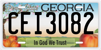 GA license plate CEI3082
