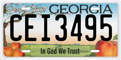 GA license plate CEI3495