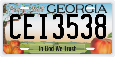 GA license plate CEI3538