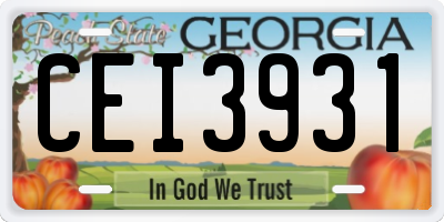 GA license plate CEI3931