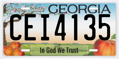 GA license plate CEI4135