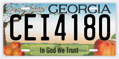 GA license plate CEI4180