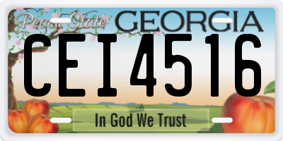 GA license plate CEI4516