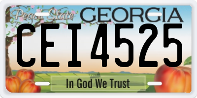 GA license plate CEI4525