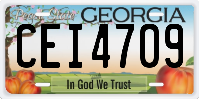 GA license plate CEI4709