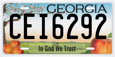 GA license plate CEI6292