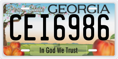 GA license plate CEI6986