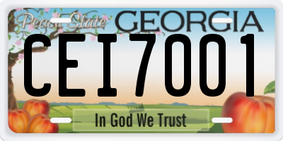 GA license plate CEI7001