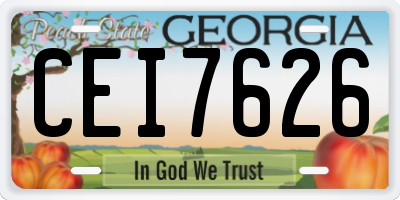GA license plate CEI7626