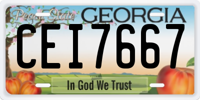 GA license plate CEI7667