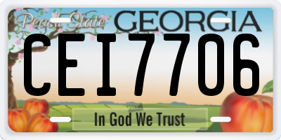GA license plate CEI7706