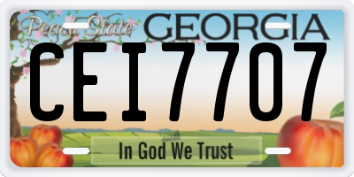 GA license plate CEI7707