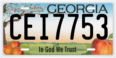 GA license plate CEI7753