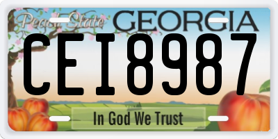 GA license plate CEI8987