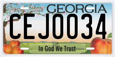 GA license plate CEJ0034