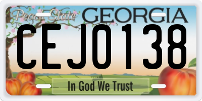 GA license plate CEJ0138