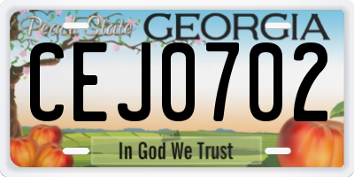 GA license plate CEJ0702