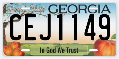 GA license plate CEJ1149