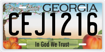 GA license plate CEJ1216