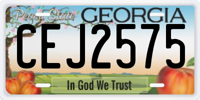 GA license plate CEJ2575