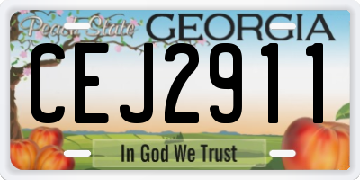 GA license plate CEJ2911
