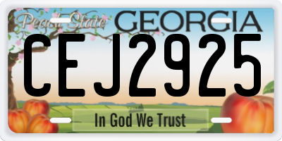 GA license plate CEJ2925