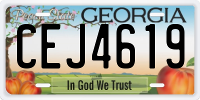 GA license plate CEJ4619