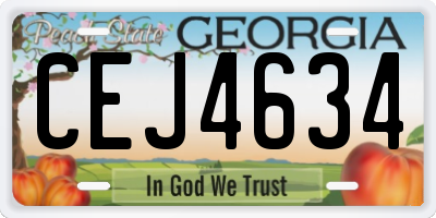 GA license plate CEJ4634