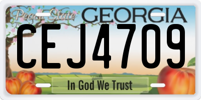 GA license plate CEJ4709