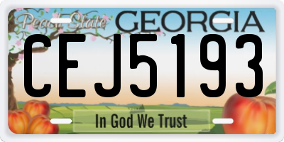 GA license plate CEJ5193