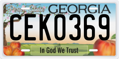 GA license plate CEK0369