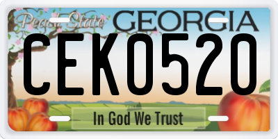 GA license plate CEK0520