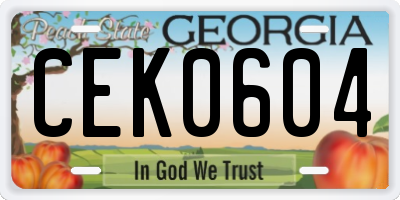 GA license plate CEK0604