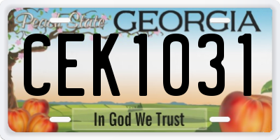 GA license plate CEK1031