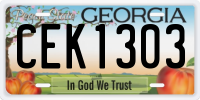GA license plate CEK1303