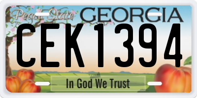 GA license plate CEK1394