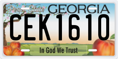 GA license plate CEK1610