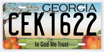 GA license plate CEK1622