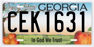 GA license plate CEK1631