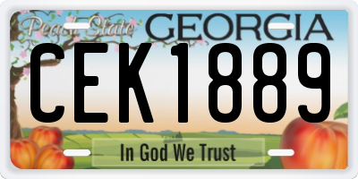 GA license plate CEK1889