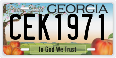 GA license plate CEK1971