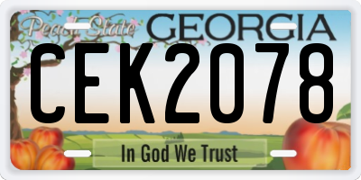 GA license plate CEK2078