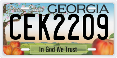 GA license plate CEK2209